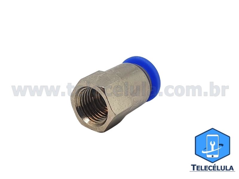 CONECTOR FEMEA PU 10MM X1/4 PNEUMÁTICA ENGATE RÁPIDO PARA BOMBA VÁCUO OCA E LCD